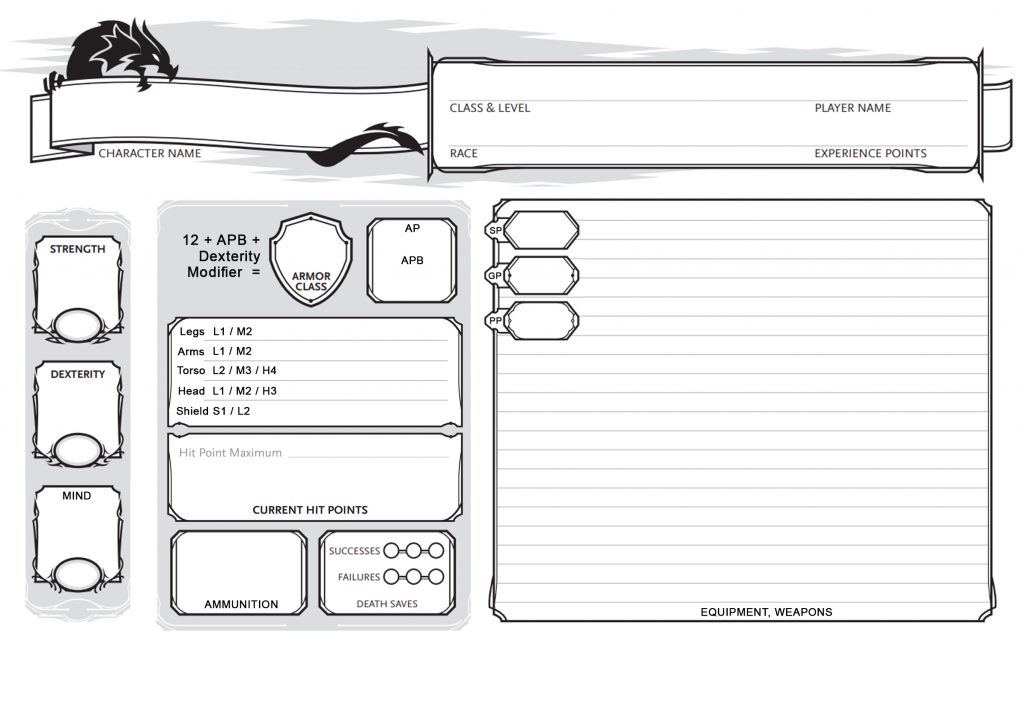 5e Lite Character Sheet - Jonathan Hinson